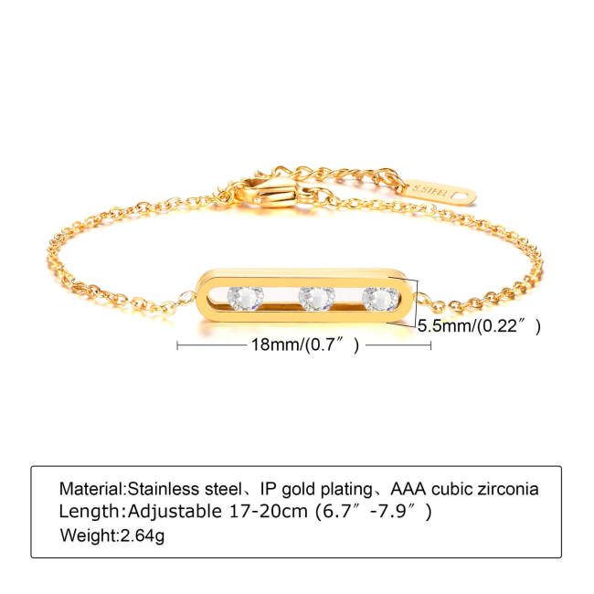 Wholesale Stainless Steel Unique Removable Crystal Bracelet