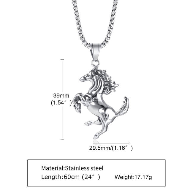 Wholesale Stainless Steel Running Horse Pendant Necklaces