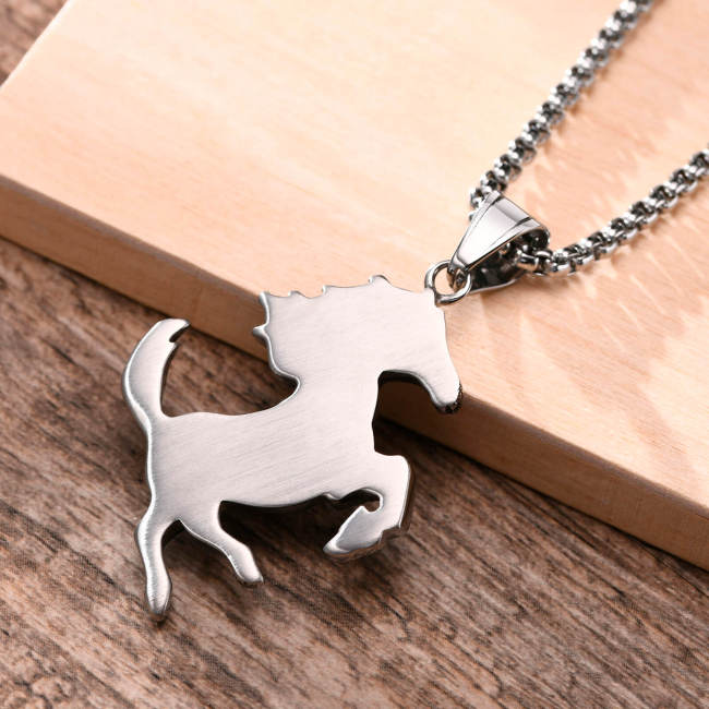 Wholesale Stainless Steel Running Horse Pendant Necklaces