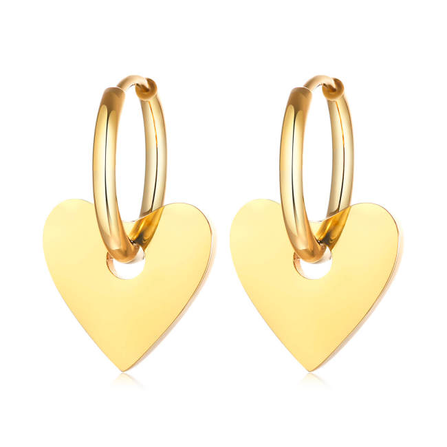Wholesale Stainless Steel Gold Heart Hoop Earring