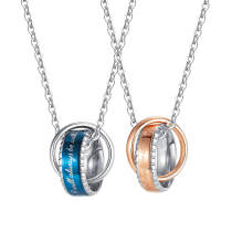 Wholesale Stainless Steel ''I With Always Be With You'' Couple Necklaces