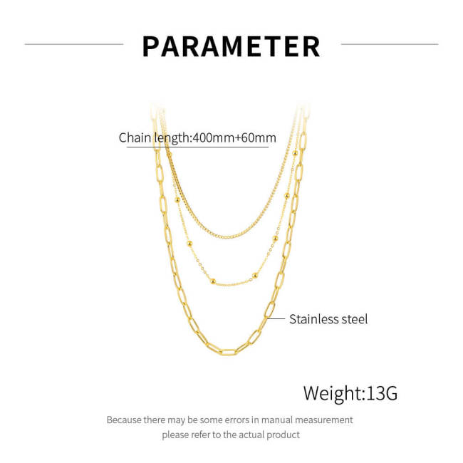 Wholesale Stainless Steel Women's Layered Chain Necklace