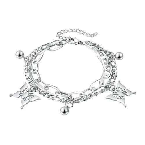Wholesale Stainless Steel Charm Butterfly Layered Bracelet