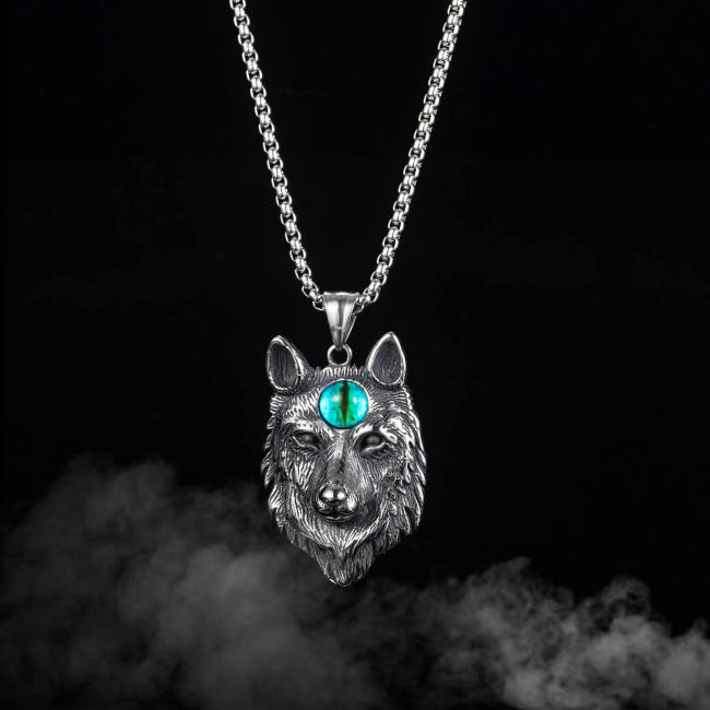 Wholesale Stainless Steel Wolf Eye Pendant Necklaces