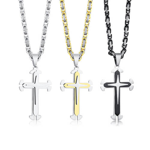Wholesale Stainless Steel Byzantine Chain Cross Pendant