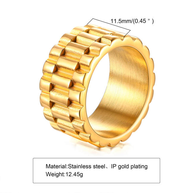 Wholesale Stainless Steel Gold Mens Gear Wedding Bands