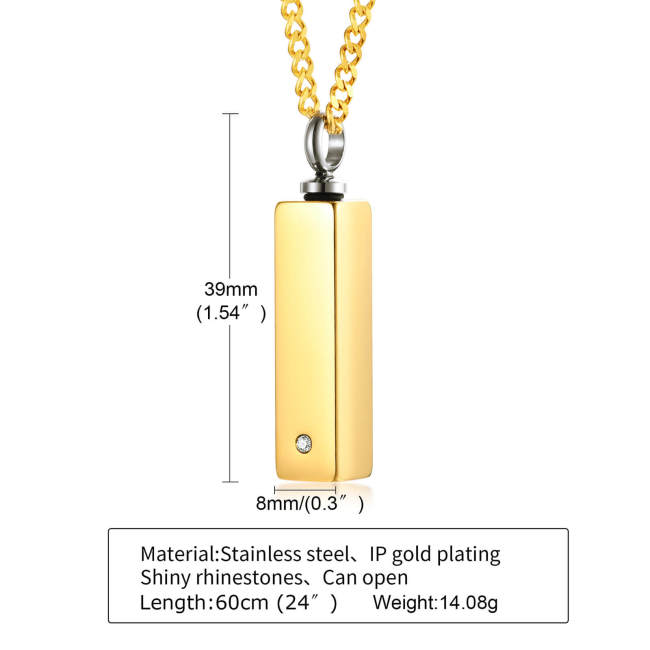 Wholesale Stainless Steel Cube Ashes Pendant with CZ