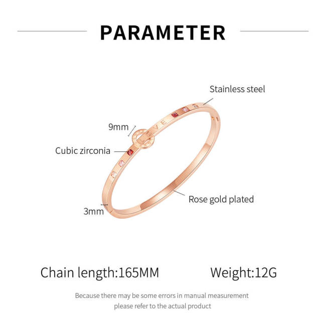 Wholesale Stainless Steel Love Bangle with CZ