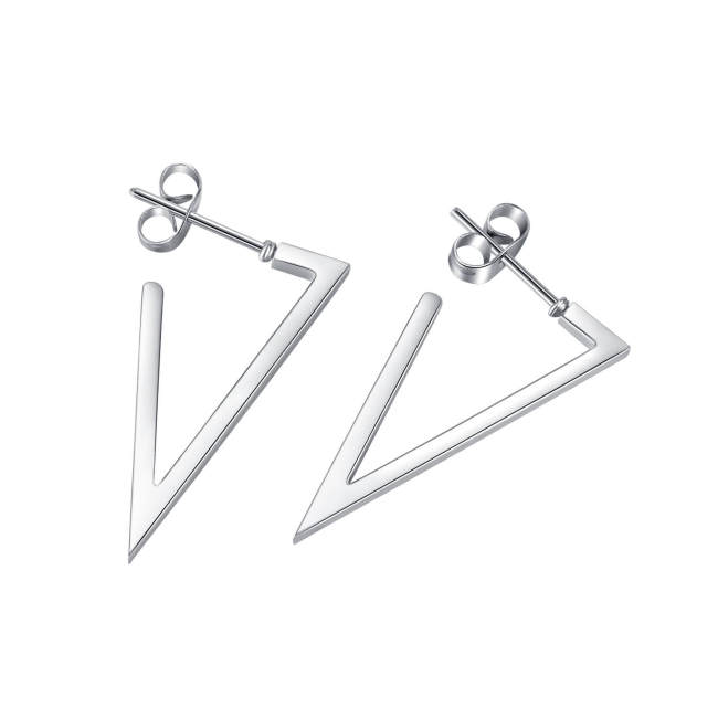 Wholesale Stainless Steel Punk Geometric Triangle Stud Earrings