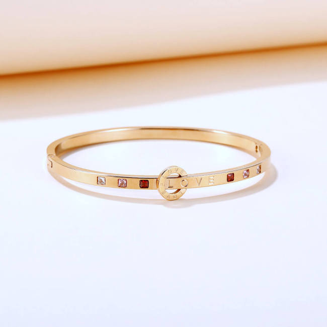 Wholesale Stainless Steel Love Bangle with CZ