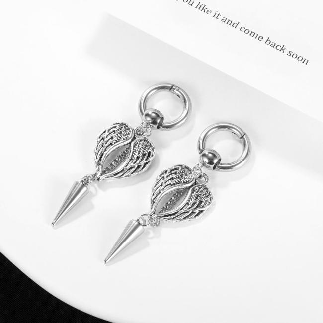 Wholesale Stainless Steel Personalized Angel Wing Dangle Earrings