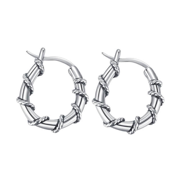 Wholesale Stainless Steel Winding Punk Hoop Earrings