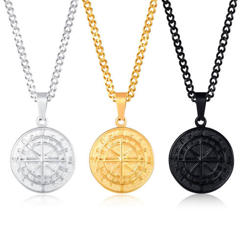 Wholesale Stainless Steel Vintage Compass Pendant Necklace