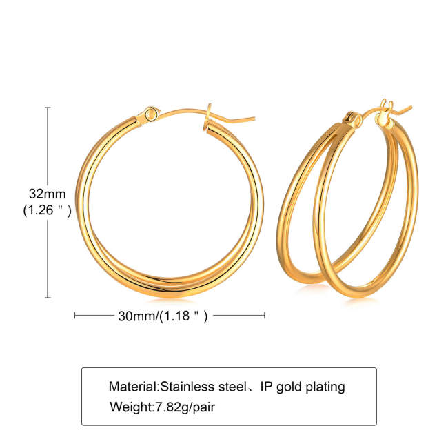 Wholesale Stainless Steel Double Circle Earrings