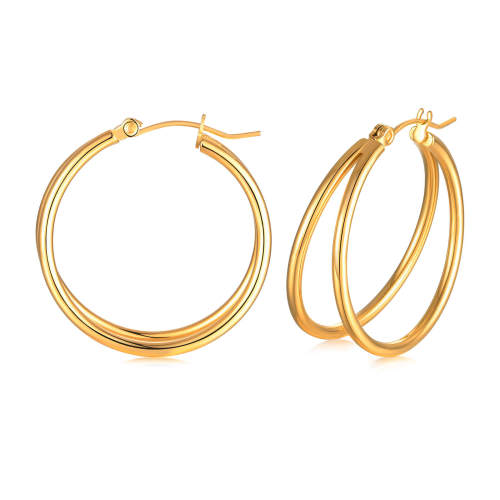 Wholesale Stainless Steel Double Circle Earrings