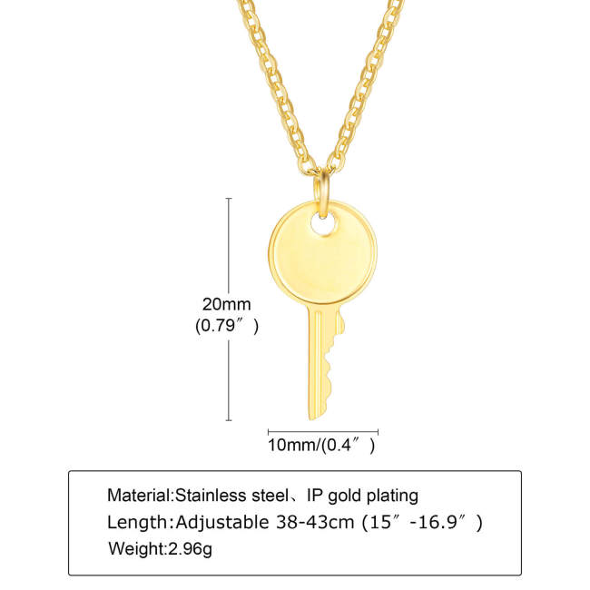 Wholesale Stainless Steel Simple Key Pendant Necklace