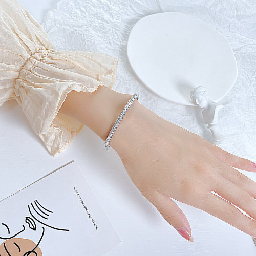 Wholesale Stainless Steel Two Rows CZ Bangle