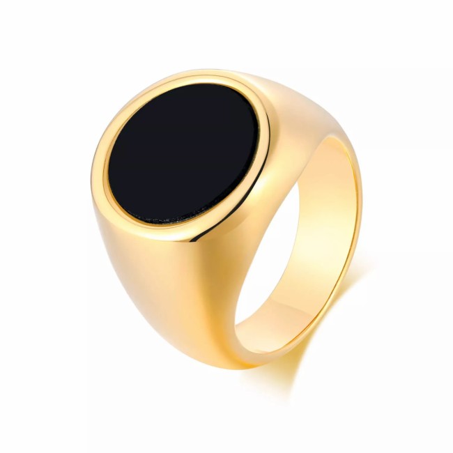 Wholesale Stainless Steel Circle Black Enamel Seal Ring
