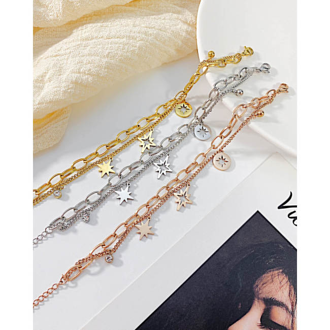 Wholesale Stainless Steel Womens Double Link Chain Bracelet