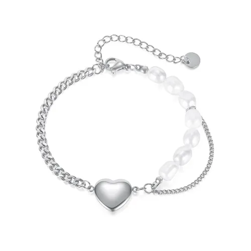 Wholesale Stainless Steel Half Cuban Chain Half Pearl Bracelet