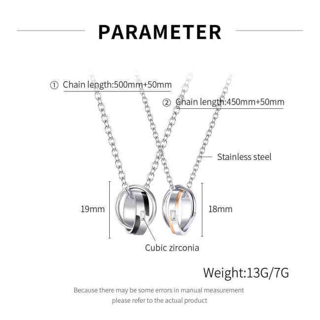 Wholesale Stainless Steel Interlocking Ring Couple Pendant