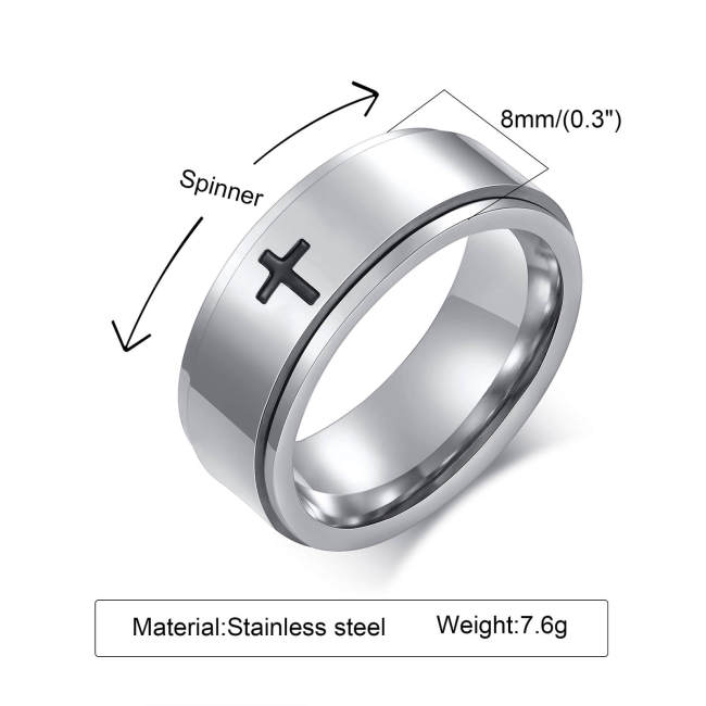 Wholesale Stainless Steel Cross Spinner Ring