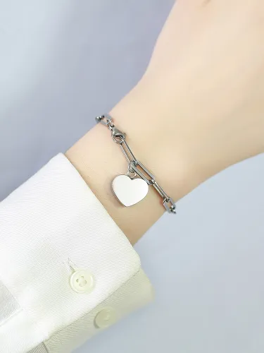 Wholesale Stainless Steel Heart Urn Paperclip Bracelet