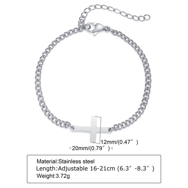 Wholesale Stainless Steel Women's Sideways Cross Bracelet