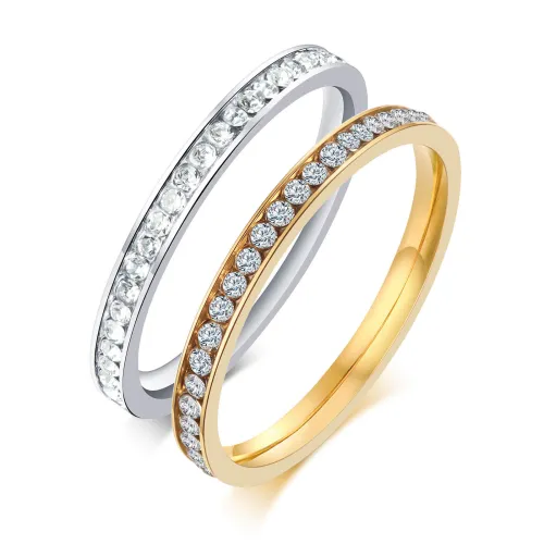 Wholesale Stainless Steel 2mm CZ Full Eternity Ring