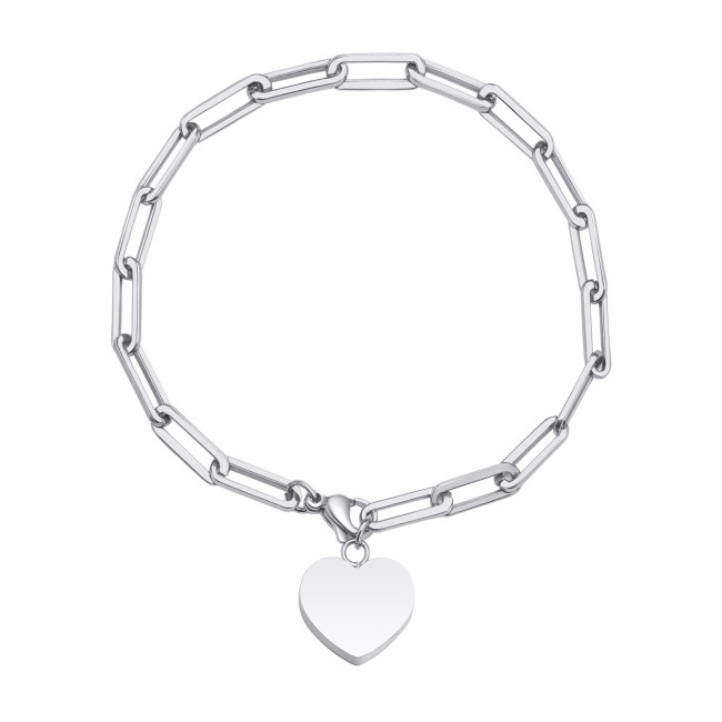 Wholesale Stainless Steel Heart Urn Paperclip Bracelet
