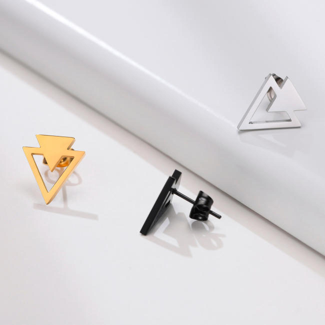 Wholesale Stainless Steel Triangle Stacked Stud Earrings