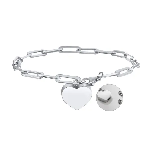 Wholesale Stainless Steel Heart Urn Paperclip Bracelet