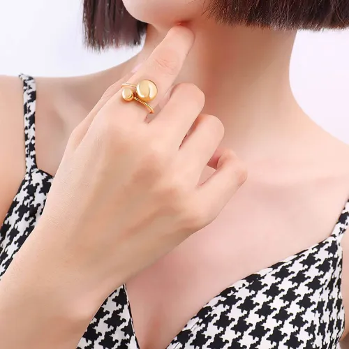 Wholesale Stainless Steel Women Elegant Staggered Ring