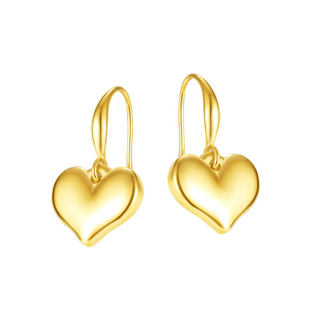 Wholesale Stainless Steel Puffed Heart Dangle Earrings