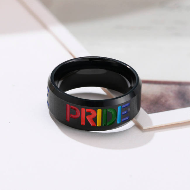 Wholesale Stainless Steel Enamel Rainbow “PRIDE” Ring