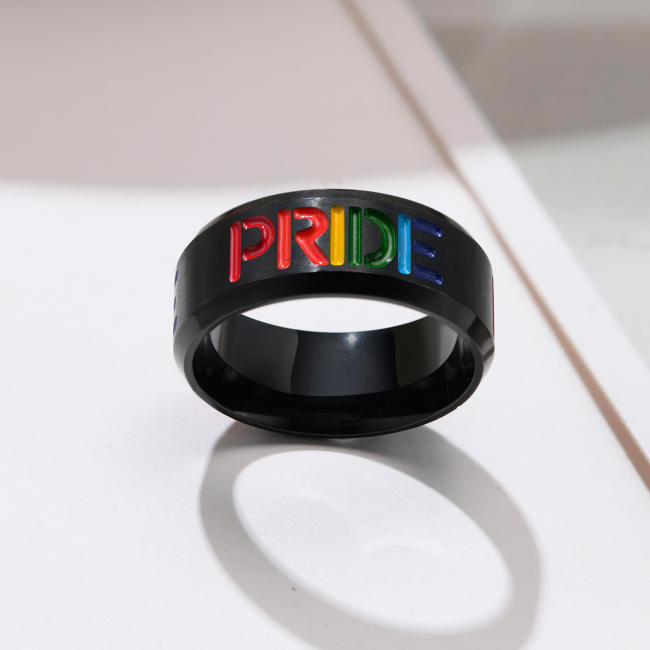 Wholesale Stainless Steel Enamel Rainbow “PRIDE” Ring