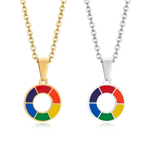 Wholesale Stainless Steel Rainbow Circle Pendant
