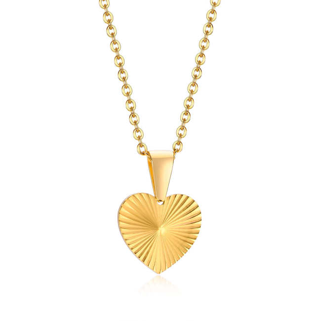 Wholesale Stainless Steel Pleated Heart Necklace for Women
