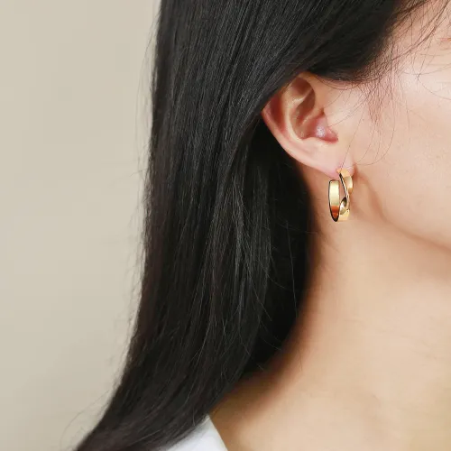 Wholesale Stainless Steel Twisted C-shaped Hoop Earrings