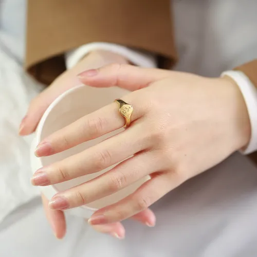 Wholesale Stainless Steel Oval Rose Signet Rings