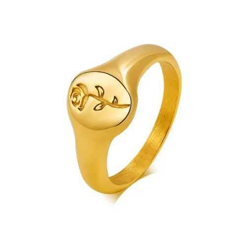 Wholesale Stainless Steel Oval Rose Signet Rings
