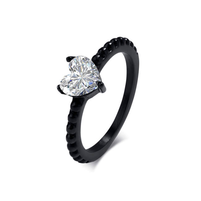 Wholesale Stainless Steel Classic Heart Shape CZ Ring