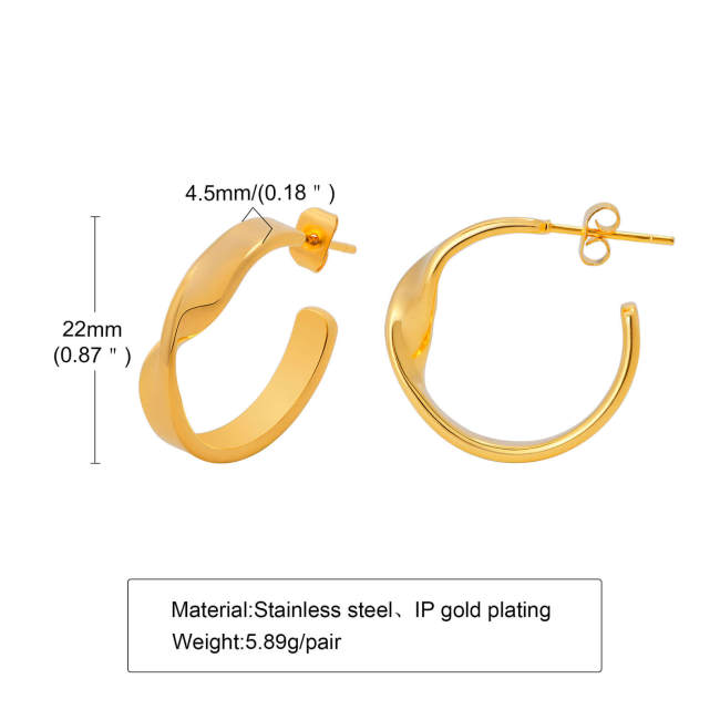 Wholesale Stainless Steel Twisted C-shaped Hoop Earrings