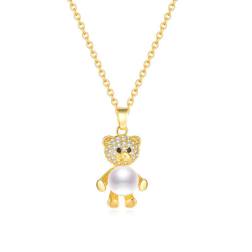Wholesale Brass Necklace with Teddy Bear
