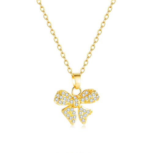 Wholesale Brass Bowknot Pendant with CZ