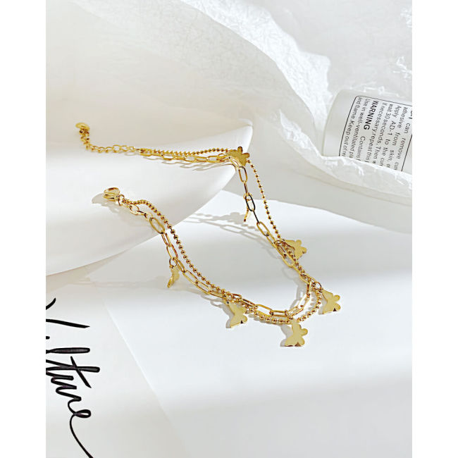 Wholesale Stainless Steel Elegant Butterfly Anklet