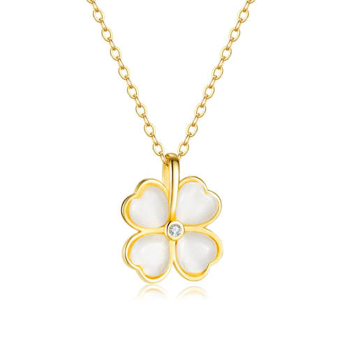 Wholesale Brass Necklace with Four Leaf Clover