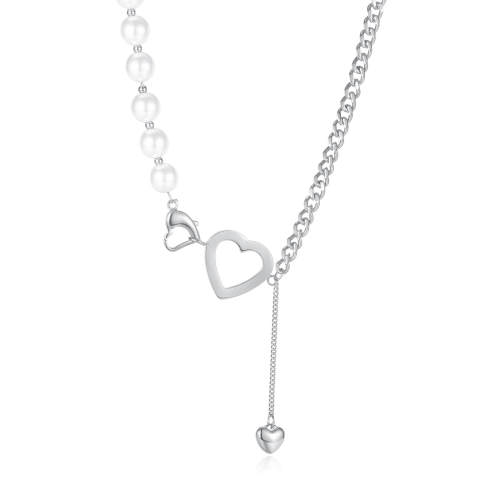 Wholesale Stainless Steel Women Heart Y Necklace