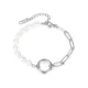 Wholesale Stainless Steel Half Pearl Half Paperclip Bracelet
