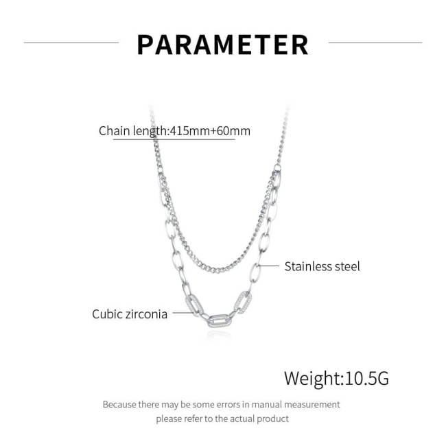 Wholesale Stainless Steel Diamond Paperclip Pendant